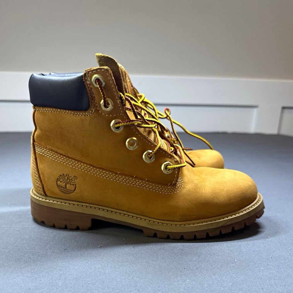 Timberland Beige Leather Lace-Up Ankle Boots US 4.5Y EU 37 UK 4 12909